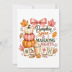 Tarjeta Festiva Noches de Mahjong con Especias de Calabaza