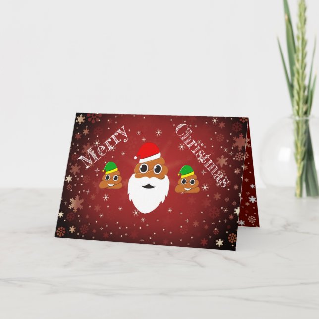 Tarjeta Festiva Noches divertidísimas poop Santa con Emoji de los  (Anverso)