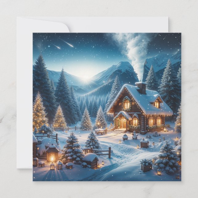 Tarjeta Festiva Nochevieja alpina (Anverso)