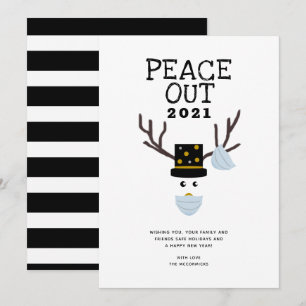 Tarjeta Festiva Nochevieja de Peace Out 2021 Face Mask Reindeer