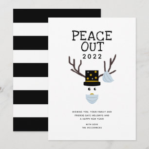 Tarjeta Festiva Nochevieja de Peace Out 2022 Face Mask Reindeer