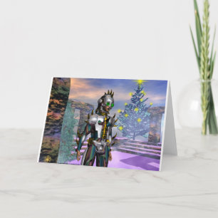 Tarjeta Festiva Nochevieja de un Cyborg Caído del Futuro