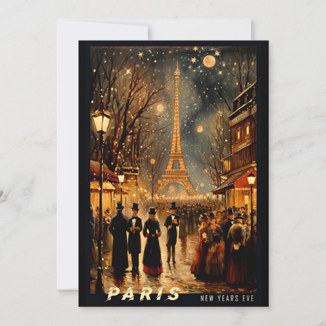 Tarjeta Festiva Nochevieja en París (Anverso)