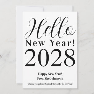 Tarjeta Festiva Nochevieja Feliz Año Nuevo blanco y negro