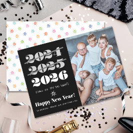 Tarjeta Festiva Nochevieja novedad 3 veces foto de blanco negro co