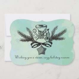 Tarjeta Festiva Nociones de coser hilos de Navidades hechos a mano