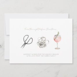 Tarjeta Festiva Nocturna acuarela antes de que los Navidades entre