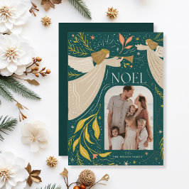 Tarjeta Festiva NOEL Angels Verde azulado 2 Navidades de fotografí