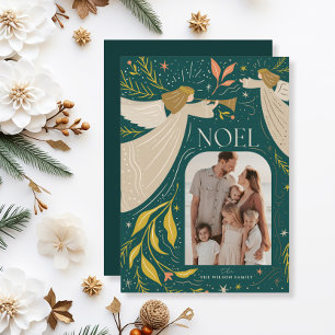 Tarjeta Festiva NOEL Angels Verde azulado 2 Navidades de fotografí