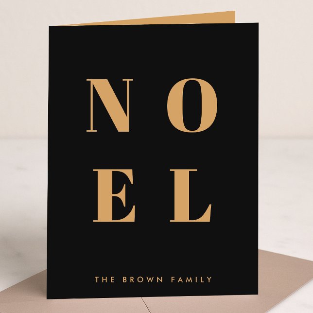 Tarjeta Festiva Noel Black and Gold | Navidades de diseño (Mark the most wonderful season with a simple modern non-photo holiday card)