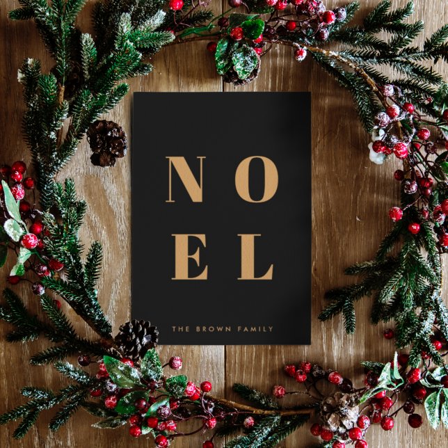 Tarjeta Festiva Noel Black and Gold | Navidades de diseño (Subido por el creador)