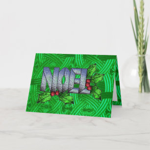 Tarjeta Festiva Noel celta en vidrio manchado