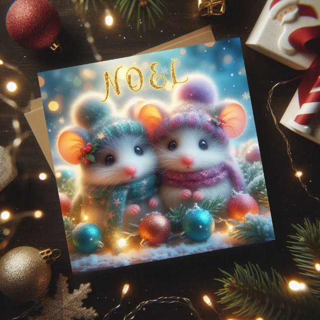 Tarjeta Festiva Noel Cute Navidades Navidades religiosos del ratón (Subido por el creador)