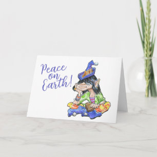 Tarjeta Festiva Noel, el elfo hippie