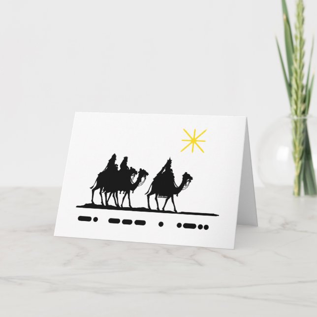 Tarjeta Festiva Noel en Morse Code Navidades Card con sabios (Anverso)