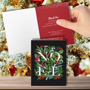 Tarjeta Festiva NOEL Greenery Business Gracias Folleto