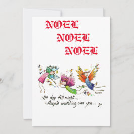 Tarjeta Festiva Noel Happy Colorful Angels te observa