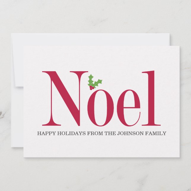 Tarjeta Festiva Noel Holly Design Holiday Flat Cards (Anverso)