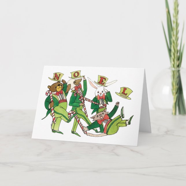 Tarjeta Festiva Noel Navidades Animales (Anverso)