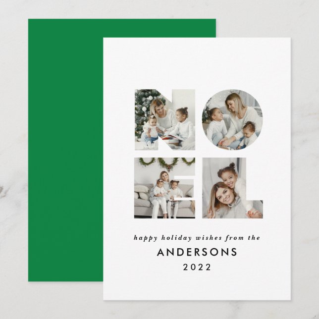 Tarjeta Festiva Noel Navidades negrita moderno 4 foto simple Holid (Anverso / Reverso)