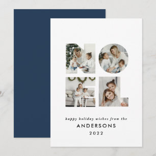 Tarjeta Festiva Noel Navidades negrita moderno 4 foto simple Holid