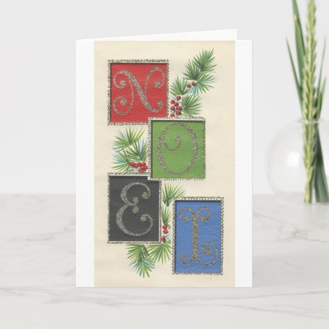 Tarjeta Festiva Noel navideña vintage (Anverso)