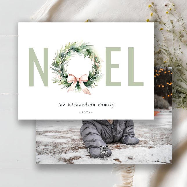 Tarjeta Festiva Noel Rubor Green Navidades Wreath Photo (Subido por el creador)
