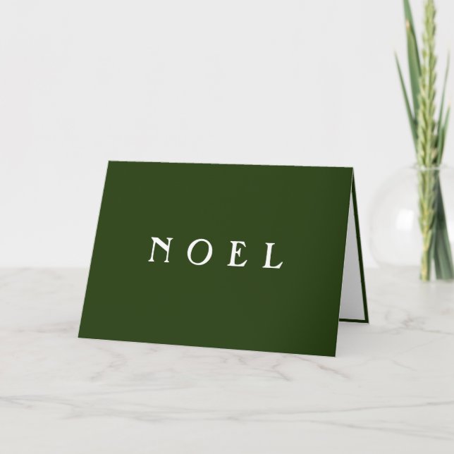 Tarjeta Festiva NOEL Typography Green Simple Holiday Card (Anverso)