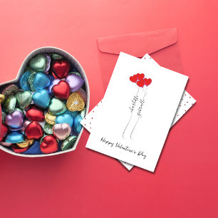 Tarjeta Festiva Nombre con Globo en Forma de Corazón Día de San Va
