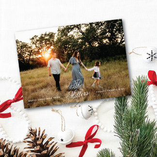 Tarjeta Festiva Nombre de familia con letra cursiva elegante Foto
