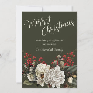 Tarjeta Festiva Nombre de familia de guión elegante floral moderno