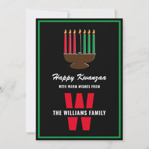 Tarjeta Festiva Nombre de familia Monograma Kinara Velas Felices K