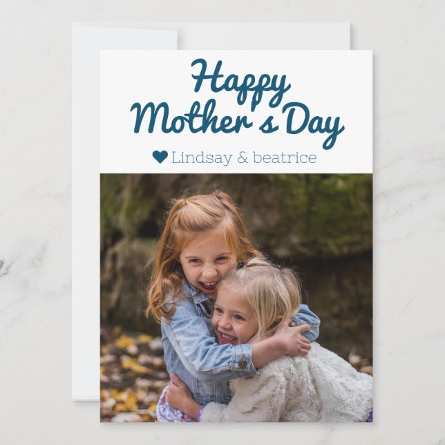 Tarjeta Festiva Nombre de foto del día de la madre moderno elegant (Anverso)