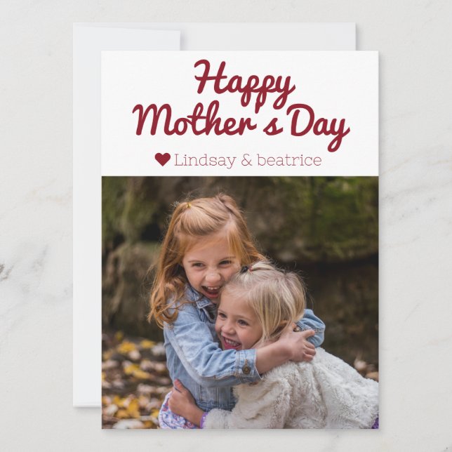 Tarjeta Festiva Nombre de foto del día de las madres moderno elega (Anverso)