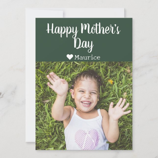 Tarjeta Festiva Nombre de foto del día de las madres moderno elega (Anverso)