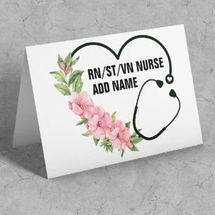 Tarjeta Festiva Nombre de la enfermera veterana de registro de est