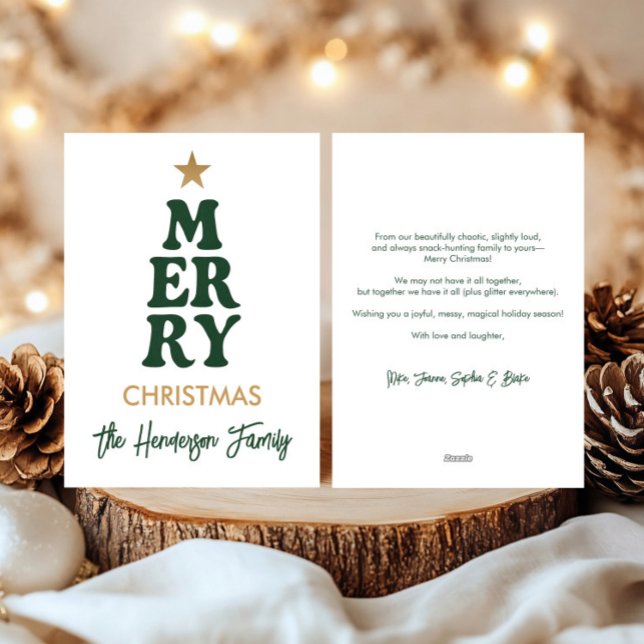 Tarjeta Festiva Nombre de la familia personal Negrita Feliz Navida (Subido por el creador)