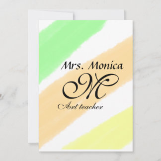 Tarjeta Festiva Nombre de las rayas de color verde amarillo del pr