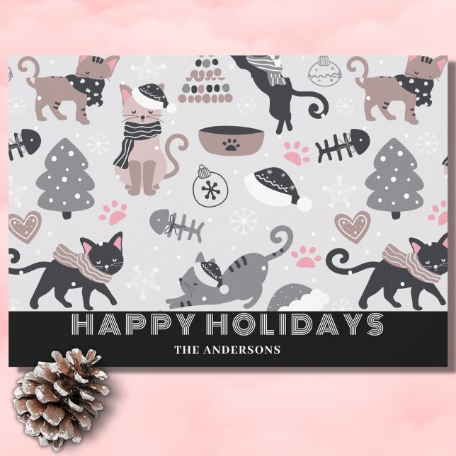 Tarjeta Festiva Nombre de Navidades de gato de corte (Subido por el creador)
