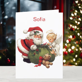 Tarjeta Festiva Nombre del nieto Navidades de Santa Claus