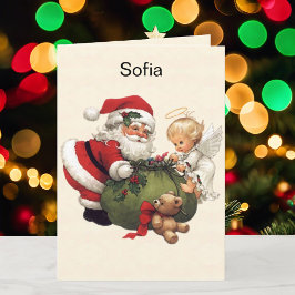 Tarjeta Festiva Nombre del nieto Navidades de Santa Claus Personal