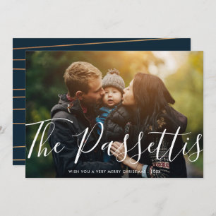Tarjeta Festiva Nombre elegante Navidades modernos foto horizontal