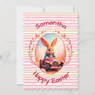 Tarjeta Festiva nombre lindo de conejo de Pascua
