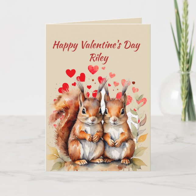 Tarjeta Festiva Nombre personalizado Amor Ardilla Cute Corazón Ani (Anverso)