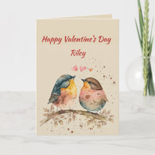 Tarjeta Festiva Nombre personalizado Amor Pájaros de amor lindos C