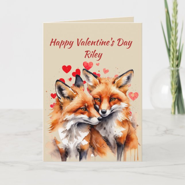 Tarjeta Festiva Nombre personalizado Amor Trinchera Corazón animal (Anverso)