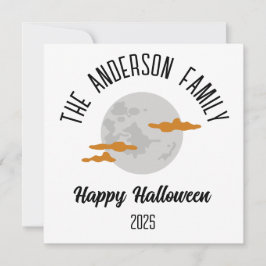 Tarjeta Festiva Nombre personalizado de Halloween con luna llena b