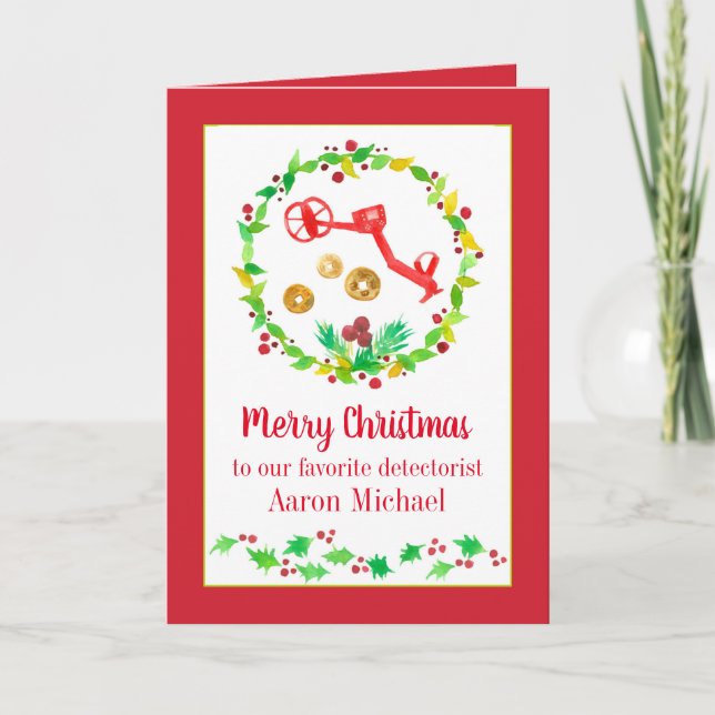 Tarjeta Festiva Nombre personalizado de las monedas navideñas de d (Anverso)