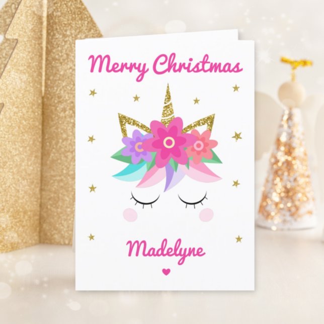 Tarjeta Festiva Nombre personalizado de los Navidades de flores ro (Subido por el creador)