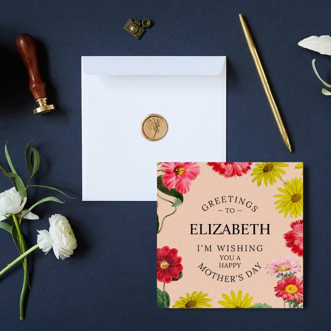 Tarjeta Festiva Nombre personalizado - Deseos del Día de la Madre  (Subido por el creador)